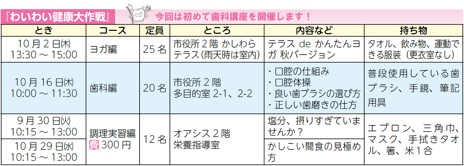 【わいわい】広報9月号教室一覧(HP用)