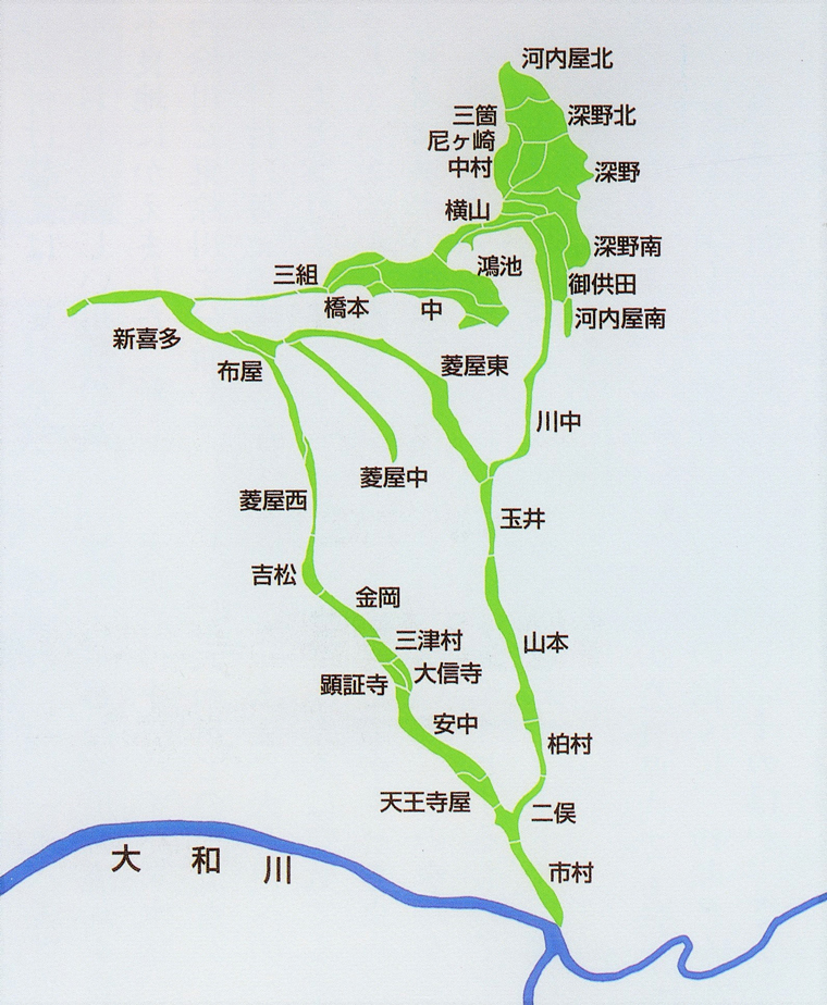 旧大和川筋に開かれた新田